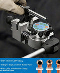 Professional Brake Line Flaring Tool Kit For 45 Degree Single Bubble And Double Flare in use with 3/16 inch to 3/8 inch tubing