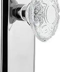 New York Plate With Crystal Victorian Knob 2.375 Inch Backset Bright Chrome Finish Old School Vintage Door Hardware Kit