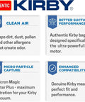 Allergen Reduction HEPA Vacuum Bags 6 Pack For F Style And Twist Style Kirby Vacuums OEM Replacement Filtration benefits grid