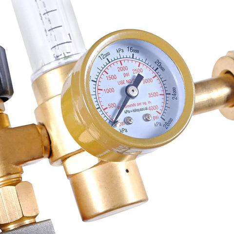 Close-up of CO2 Regulator Kit With Gauge And Flow Meter, 120V Solenoid Plug For Grow Rooms And Indoor Gardens
