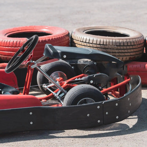 14 Inch PU Steering Wheel For Cars Golf Carts Trucks And Simulator Rigs With Horn Button attached to go-kart.