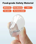 Close-up of Baby Safe Table Corner Protector Guards for Furniture Edge Safety Bumpers, clear PVC material, held in hand.