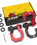 Three Quarters Inch D Ring Shackles Heavy Duty Forged Steel With Seven Eighth Inch Pin Easy Open in Black Red with box and tools