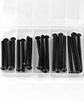 Pro Shop Ready M6 Socket Head Cap Screw Assortment Pack features twenty 60-80mm black oxide alloy steel fasteners in a clear box.
