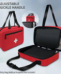 Compact First Aid Organizer Bag With Multiple Compartments For Travel Camping Hiking Car Home Use Red Emergency Medical Kit With Quick Access Transparent Pockets And Easy Grab Handle