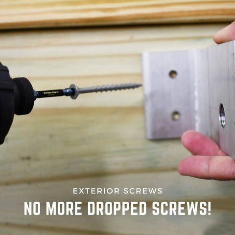 Close-up of a hand using a drill with zinc plated carbon steel screw from Interior Wood Screws Assortment Kit for fixtures.