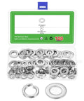 All In One M12 Stainless Steel Washer Kit, 100 Pieces Including 50 Split Lock Washers And 50 Flat Washers, 304 Grade Rust Resistant Hardware, White Finish, Heavy Duty DIY And Auto Projects, plastic organizer with M12 washers