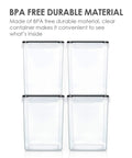 4 Pack Big Food Storage Canisters 5.2L Airtight BPA Free Plastic For Flour Sugar Rice With Lids Includes 4 Measuring Cups And 24 Labels