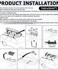 Illustrated instructions for 4 Pcs U Bolt Roof Rack Mounting Brackets Kit For Cars, showing steps to secure roof boxes and hardware.