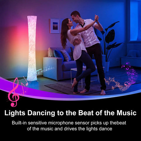 Smart RGB LED Floor Lamp 61 Inch Corner Light With Music Sync 16 Million Colors 3 Color Temperature App And Remote Control
