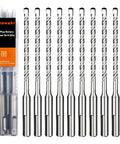 Keewaki 10-piece SDS Plus rotary hammer drill bit set, 3/16 x 6 in, for concrete/masonry with durable alloy tip