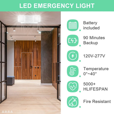 4 Pack LED Emergency Exit Lighting Fixtures With 90 Minute Battery Backup US Standard Adjustable Integrated LED Exit Light in corridor