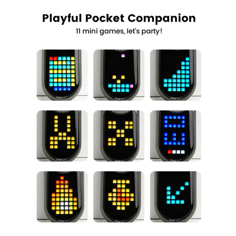Rechargeable EDC Flashlight With RGB Pixel Display And Interactive Games showing colorful pixel patterns