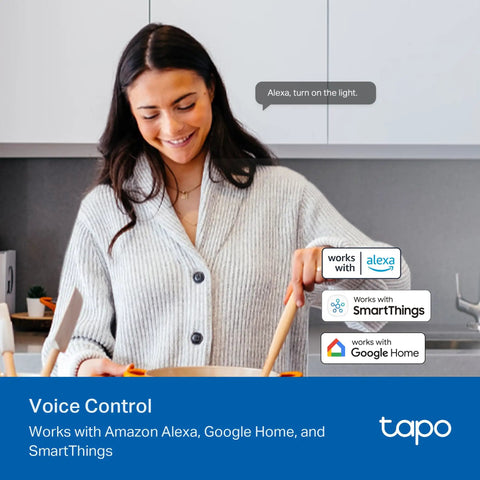 Woman using Smart Home Light Switch 4 Pack Single Pole Neutral Wire Required 2 4GHz WiFi Works With Alexa And Google Home