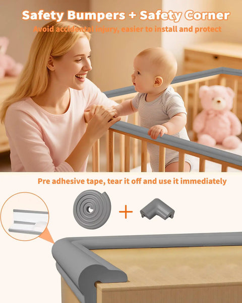 Gotta Keep The Kiddos Safe With These Rock Solid Baby Proof Edge Protectors Featuring Super Thick Air Cushion Rubber Foam Padding Soft High Density Corner Guards Easy Peel And Stick Furniture Armor Sets with gray corner guards.