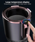 Premium Portable Travel Kettle With Car Power Cord And Bright Digital Display showing large temperature display set at 58C.