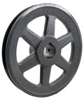Heavy Duty Cast Iron V Belt Pulley For Electric Motors One And A Quarter Inch Bore Seven Point Seven Five Inch Outer Diameter One Groove Fits A AX B BX 4L 5L V Belts With Standard Keyseat showing single groove side view