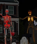 Red-lit 12 Foot Skeleton Light Kit With RGB Color Changing LEDs Outdoor Halloween Decor With Timer Waterproof Boss Level Giant Skeleton Accessory