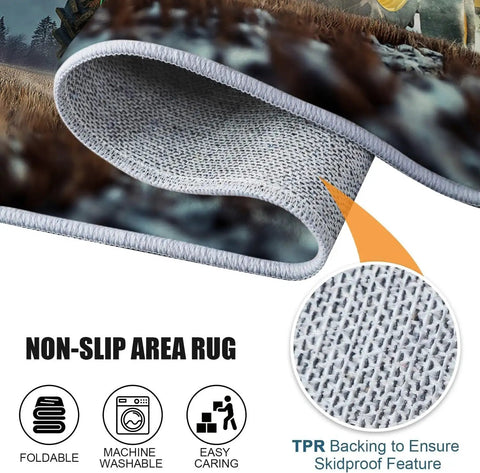 Farm Tractor Rug 3 By 5 Ft For Living Room And Bedroom, showcasing ultra-soft flannel surface and non-slip TPR backing detail.