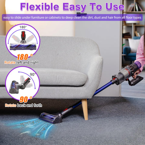Vacuum Head Replacement For Dyson V7 V8 V11 V15 Cordless Models under couch, showcasing flexibility and easy use.