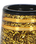 Close-up of a gold glitter golf iron ferrule with a high gloss finish, part of a 10 Pack Gold Golf Iron Ferrules For Tapered 0.370 Shaft Inner Glitter Finish High Gloss Easy Install Replacement Ferrules For Irons And Club Rebuilds Durable Dope Look set.