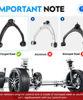 IMPORTANT NOTE: Beefed-Up Forged Steel Front Upper Control Arms With Ball Joints For Escalade 2007 To 2014 Tahoe 2007 To 2016 Suburban 1500 Silverado 1500 Sierra 1500 Yukon Avalanche GMC Yukon XL 1500 Suspension Kit Upgrade; forged steel vs aluminum and stamped steel comparison