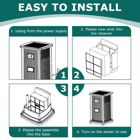 Step-by-step installation guide for 1043 Super Wick Humidifier Filter Replacement For Essick Air AirCare 831000 EP9500 EP9800