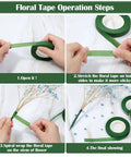 All In One DIY Floral Arrangement Kit With Green Wire And Floral Tape showing tape wrapping steps on flower stem
