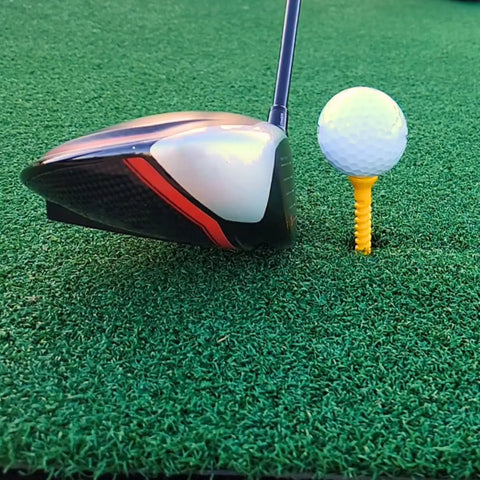 Height Adjustable Golf Tee Set With Flexible Plastic And Rubber Tees For Mats And Simulators on practice mat with club