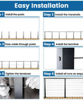 Easy installation guide for Top Shelf Black Cable Railing Kit For Decks Covers 26 To 32 Ft Span with detailed steps.