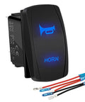 12V Horn Button Momentary Rocker Switch With Blue LED Lights Waterproof Toggle For ATV UTV RZR Boat Marine Built In Dual LED Work Lights