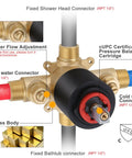 Black Shower Faucet Set With Brass Pressure Balance Valve detail with water flow adjustment and connectors diagram