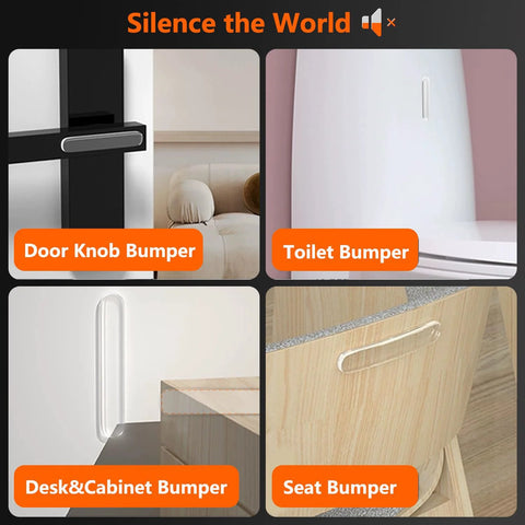 Clear Silicone Wall Bumpers 28 Pieces Ultra Strong Self Adhesive Anti Collision Pads for doors, toilets, cabinets, and seats.