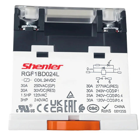 Pro Grade DIN Rail Power Relay 30A 277VAC 30VDC 1NO SPST, 24V DC Coil with LED Indicator, Screw Terminal on TS35 Mount