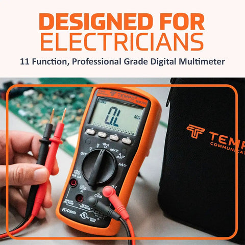 Hand holding MM200 Digital Multimeter Auto Ranging 6000 Count Meter For AC DC Voltage Current Frequency And Resistance