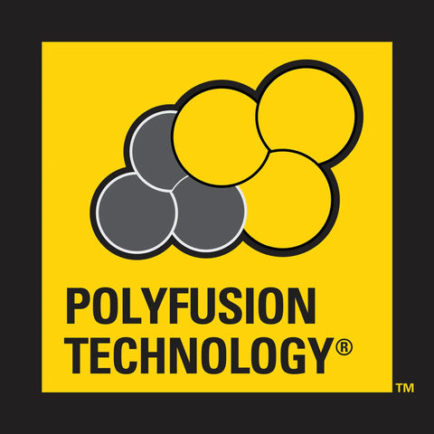 PolyFusion Technology logo for Heavy Duty Pro Grade Garden Hose With PolyFusion Technology 100 Foot Length Five Eighth Inch Yellow Kink