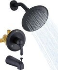 Dope Matte Black Tub Shower Faucet Set With Valve For 6 Inch Rainfall Shower Trim Kit Wall Mount Complete Bathtub And Shower System