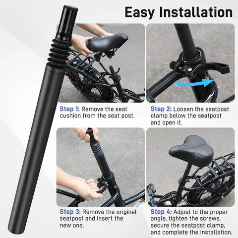 Easy installation steps for Suspension Seatpost For Lectric XP Series Bikes 31.8mm Shock Absorber Saddle Pole With Smooth Ride