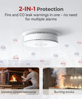 Hardwired Smoke Detector And Carbon Monoxide Alarm Combo 3 Pack positioned on a ceiling showing fire and CO warning graphics.