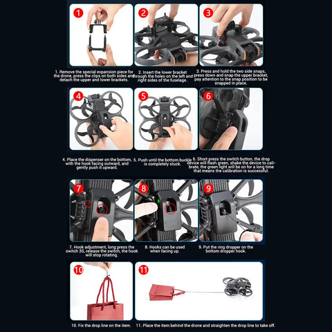 Step-by-step guide to installing Drop Payload System For Avata 2 Gear That Lets You Airdrop Like a Pro With Zero Point Nine Pound Load Capacity Drone Release Device For In Flight Airdrops And Payload Delivery Easy Snap In Install And Remote Controlled Drop