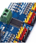 Close-up of PCA9685 PWM I2C Module showing connectors and circuitry, part of 2-Pack PCA9685 PWM Servo Driver I2C Module With 12-Bit Resolution