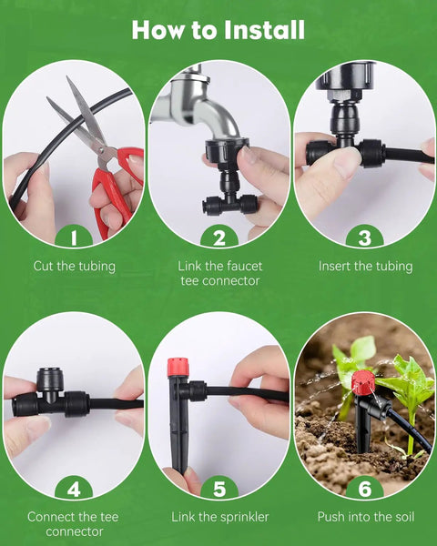 Instruction steps for 50 Foot Drip Irrigation Kit For Home Garden Watering System With Quarter Inch Tubing installation