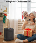 1500W Small Space Heater For Indoor Use With PTC Ceramic Heating Thermostat Three Modes next to holiday gift scene