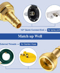 1/2 Inch Quick Connector Hose Adapter for 3/4 Inch Garden Hose RV Spray Port Outlet Brass with PTFE Tape Compatible With PF247007 Plug And Play Quick Connect