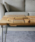 Six Pack 10 Inch Hole Center Cabinet Pulls Light Brushed Brass Zinc Alloy Kitchen Drawer Handles 10.45 Inch Length with Included M4 Screws on table