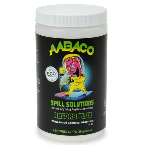 Front view of AABACO Absorb Plus spill solutions container, 1.5 lbs, for absorbing up to 38 gallons of chemical spills.