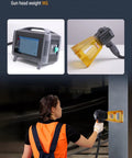 Person using 30W Portable Fiber Laser Engraver Handheld Marker for Metal with 100x100mm Marking Area, showing ergonomic design