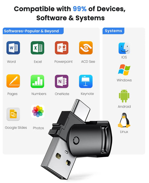 Wireless Presentation Clicker With Volume Control And Slide Advancer For PowerPoint Mac PC compatible with 99% devices.