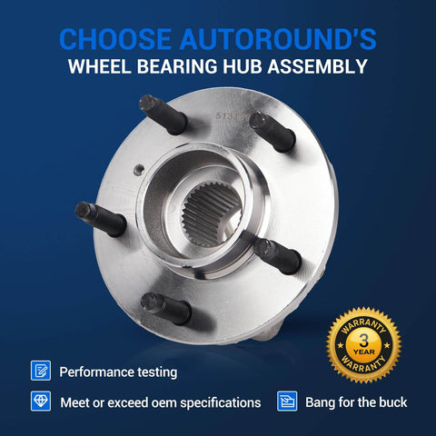 Front Wheel Hub Bearing Assembly 513179 Compatible with Cadillac Seville DeVille, Buick Century Park Avenue Lacrosse, shown with warranty