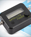 Portable Satellite Signal Strength Finder Pro with clear digital screen for DirecTV dish alignment, showing dB readings and connectors.